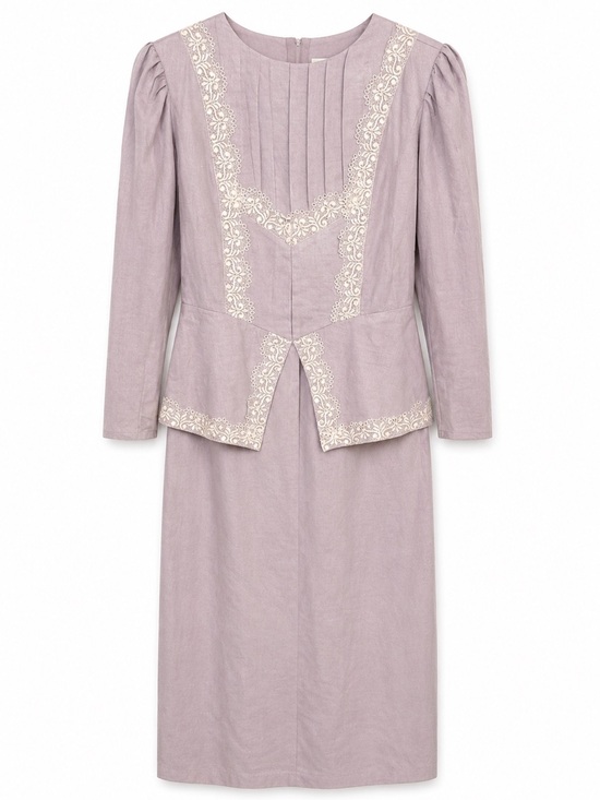 Janelle Dresses & Skirts - Vintage Victorian Lavender Dress with White Lace Trim